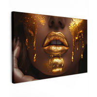 LEINWANDBILD Frau - Gold - Luxus - Porträt Wohnzimmer Groß 120x80 cm - Goldfarben, Textil (120/80cm) - MuchoWow
