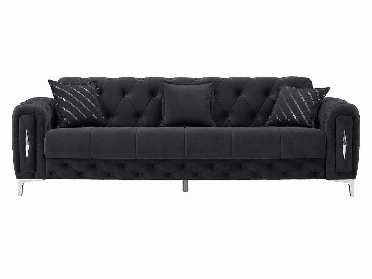 SITZGARNITUR Patna, Anthrazit Stellvariante 3+3 - Anthrazit, Holzwerkstoff/Kunststoff (245/80/100cm)
