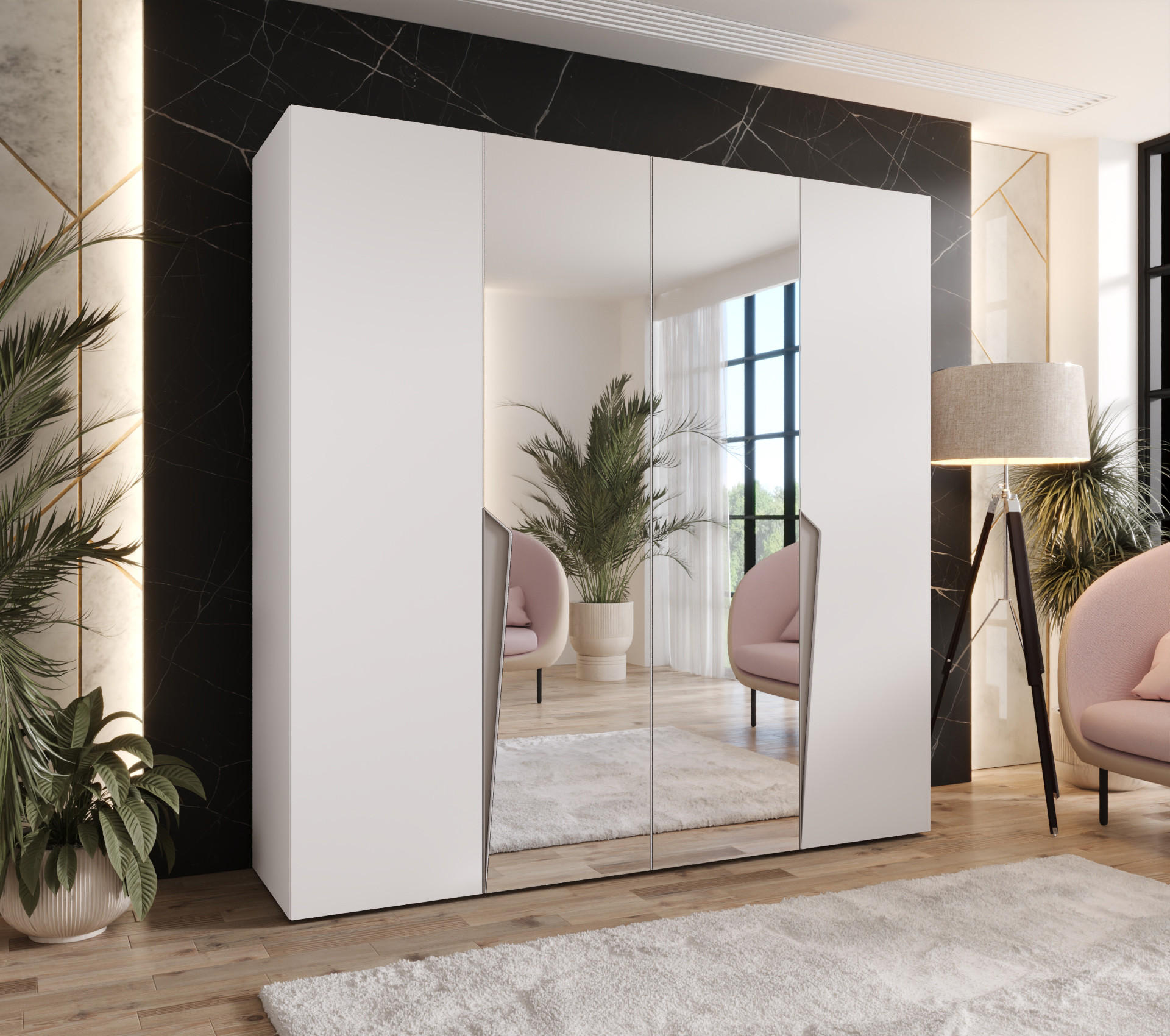 DREHTÜRENSCHRANK 202/200/52 4-türig - Beige/Weiß, Holz/Metall (200/202/52cm) - Abiks Möbel