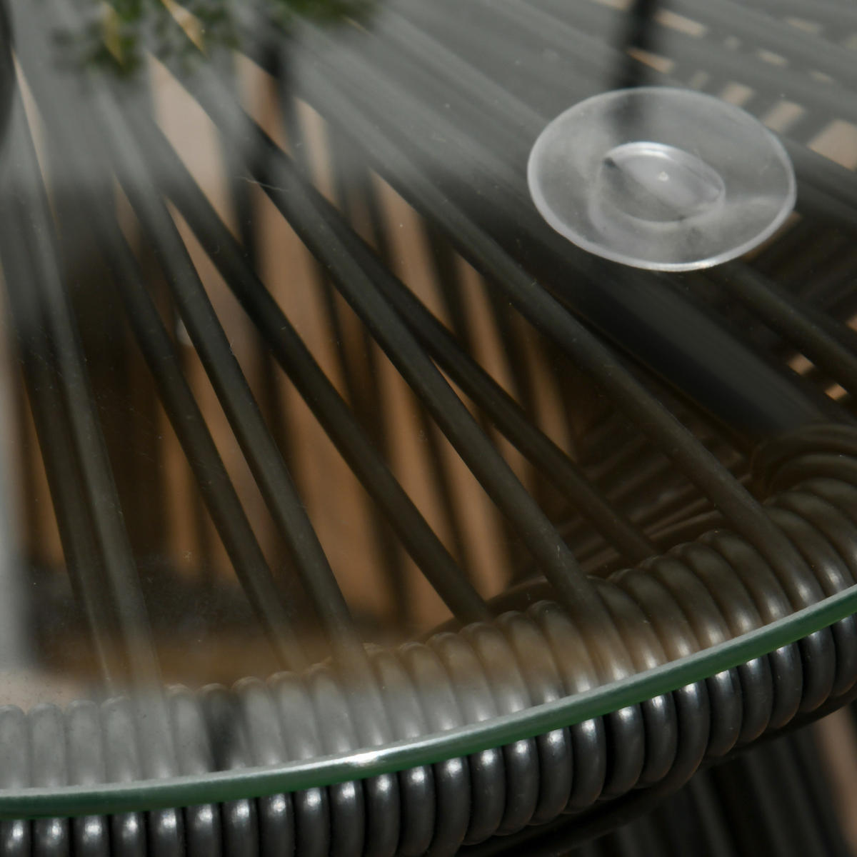 BALKONTISCH, Schwarz, Eisen, PE-Rattan, Glas - Schwarz, Kunststoff (40/40/42cm) - Outsunny