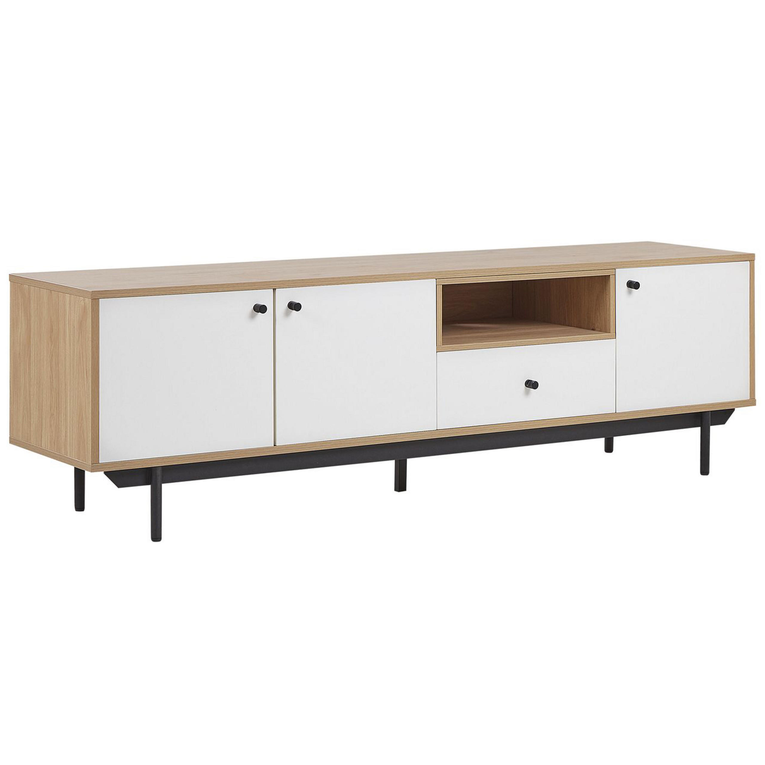 TV-MÖBEL Hellbraun, Weiß, Schwarz ITACA 40/163/50 cm - Hellbraun, Holzwerkstoff (163/50/40cm) - Beliani
