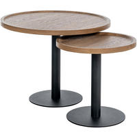 BEISTELLTISCH Kombi Set Holz Braun - Schwarz/Braun, Holz/Metall (40/40/42cm) - CLP