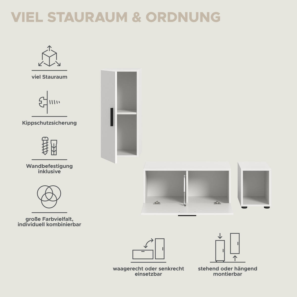 WOHNWAND The One weiß 75/34/34 cm - Weiß, Holzwerkstoff (75/34/34cm) - Xonox