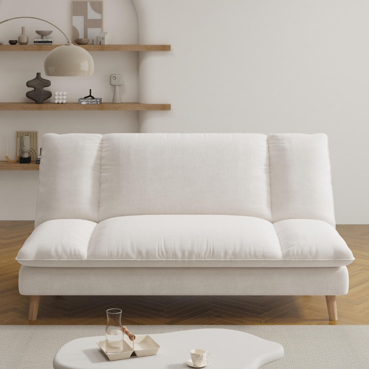 SCHLAFSOFA vasco beige 3-sitzer stoff - Beige, Holz (188/92/85cm) - Concept Usine