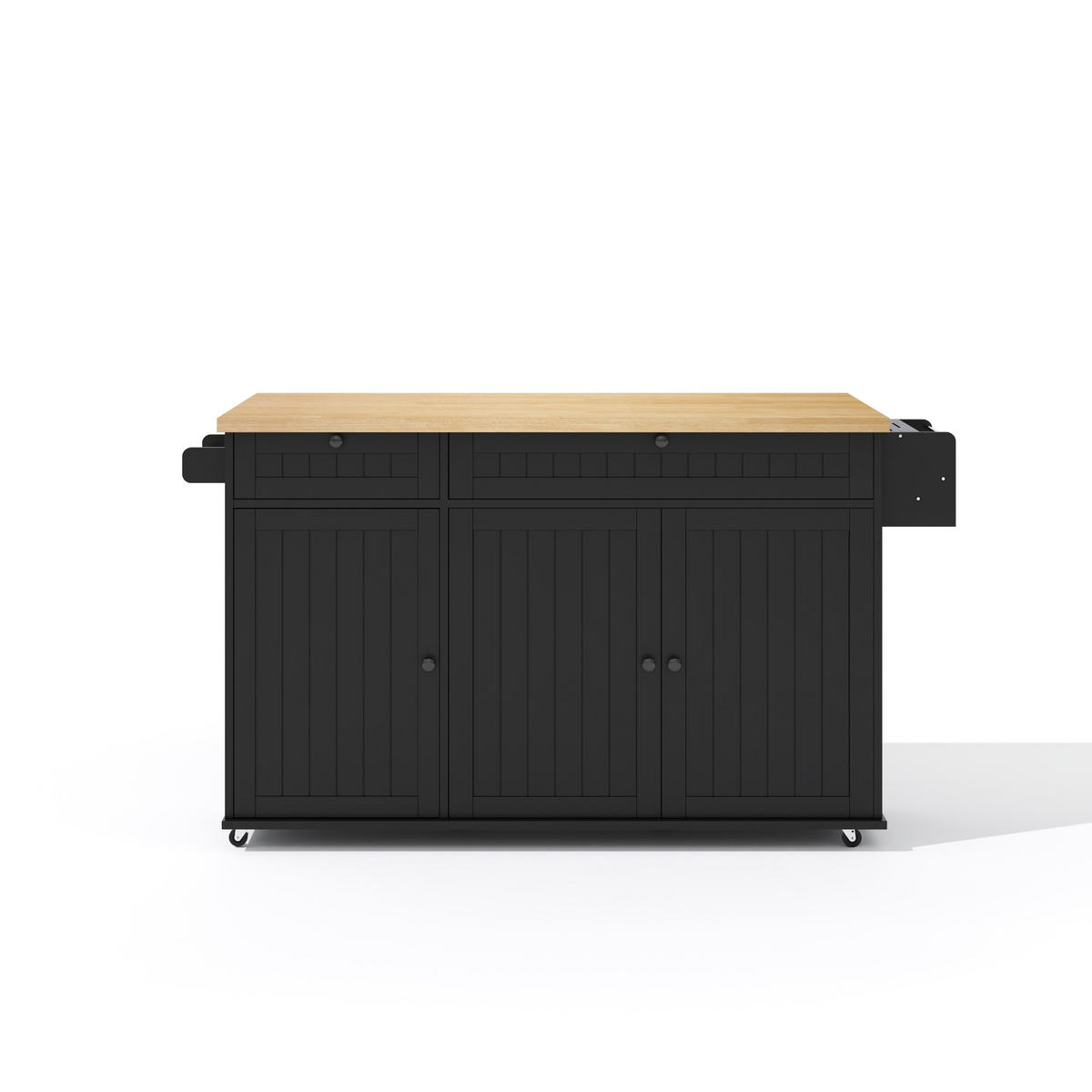 KÜCHENINSEL 137/45/89,5 cm aus MDF mit klappbarer Arbeitsplatte, Rollen, Schubladen und Schrank, Natur/Schwarz - Schwarz/Braun, Holzwerkstoff (137/89.5/70cm) - Redom
