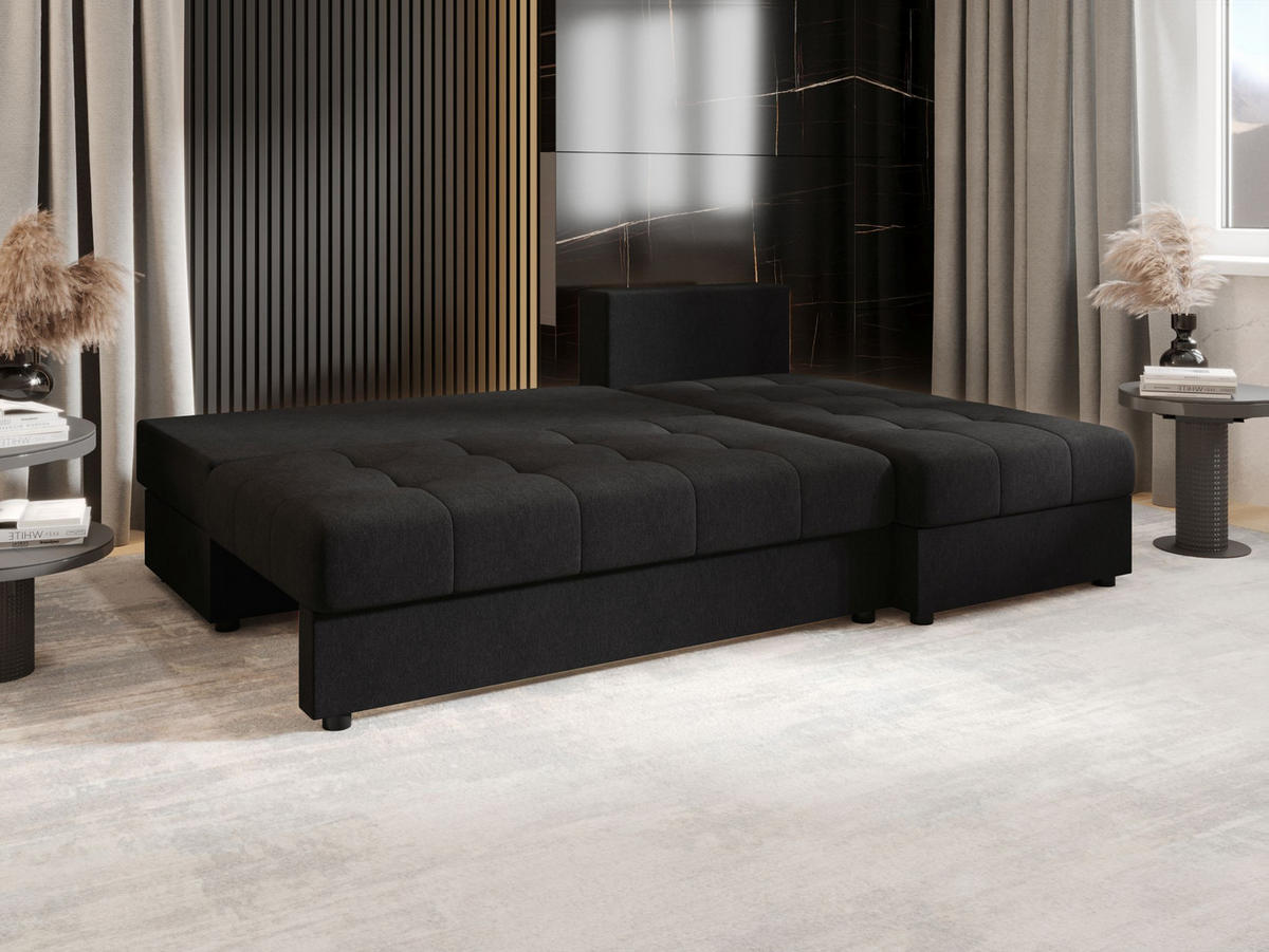 ECKSOFA MOS L Cosmic 100 Rechts mit Schlaffunktion - Schwarz, Textil (200/143cm) - Bedante