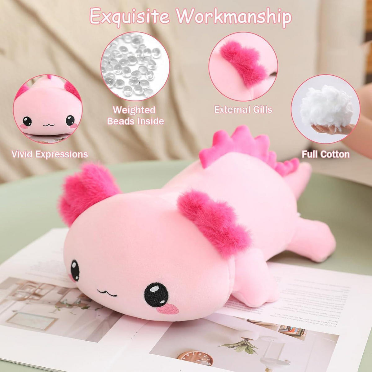 PLÜSCHTIER Axolotl 35 cm - Rosa, Textil (12.7/20.3cm)