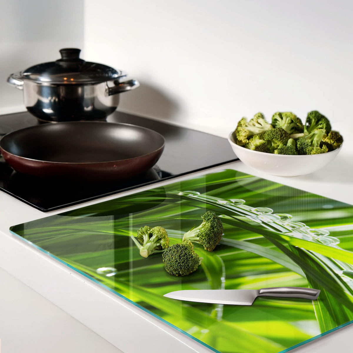 GLASPLATTE 60x52 cm Grastropfen - Grün, Glas (60/0.4/52cm) - TULUP