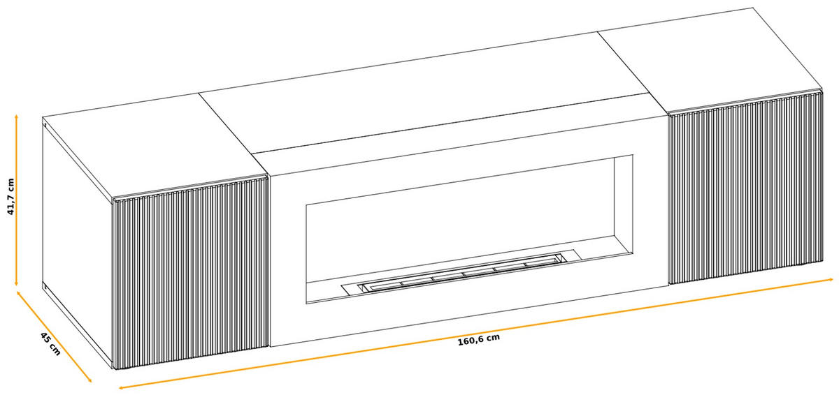 TV-LOWBOARD Viking Eiche, Kaschmir 160 cm, TV Unterschrank mit Ethanol Kamin - Kaschmir/Eichefarben, Holzwerkstoff/Kunststoff (160/45/42cm) - Inn.Furn