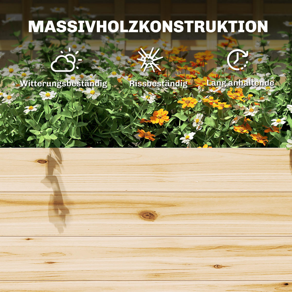 HOCHBEETmit-Spalier Tannenholz Naturholz - Naturfarben, Holz (76/177/43.5cm) - Outsunny