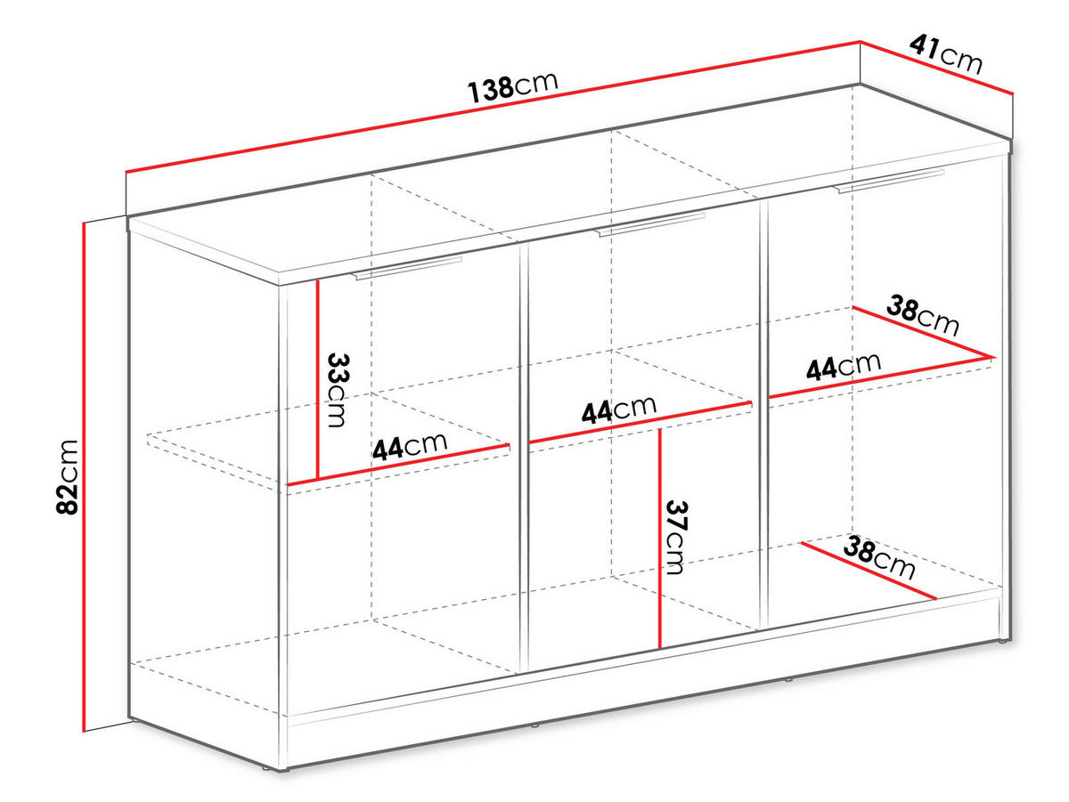 KOMMODE Bali Lux 3D - Eichefarben/Weiß, Holzwerkstoff (138/82/41cm) - MIRJAN24