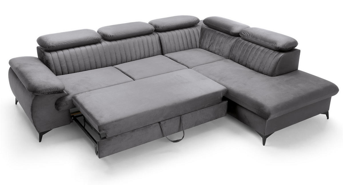 ECKSOFA 275 cm mit verstellbaren Kopfstützen Xanto L, Rechts, Dunkelgrau - Dunkelgrau, Holz (221/275cm) - Emporius