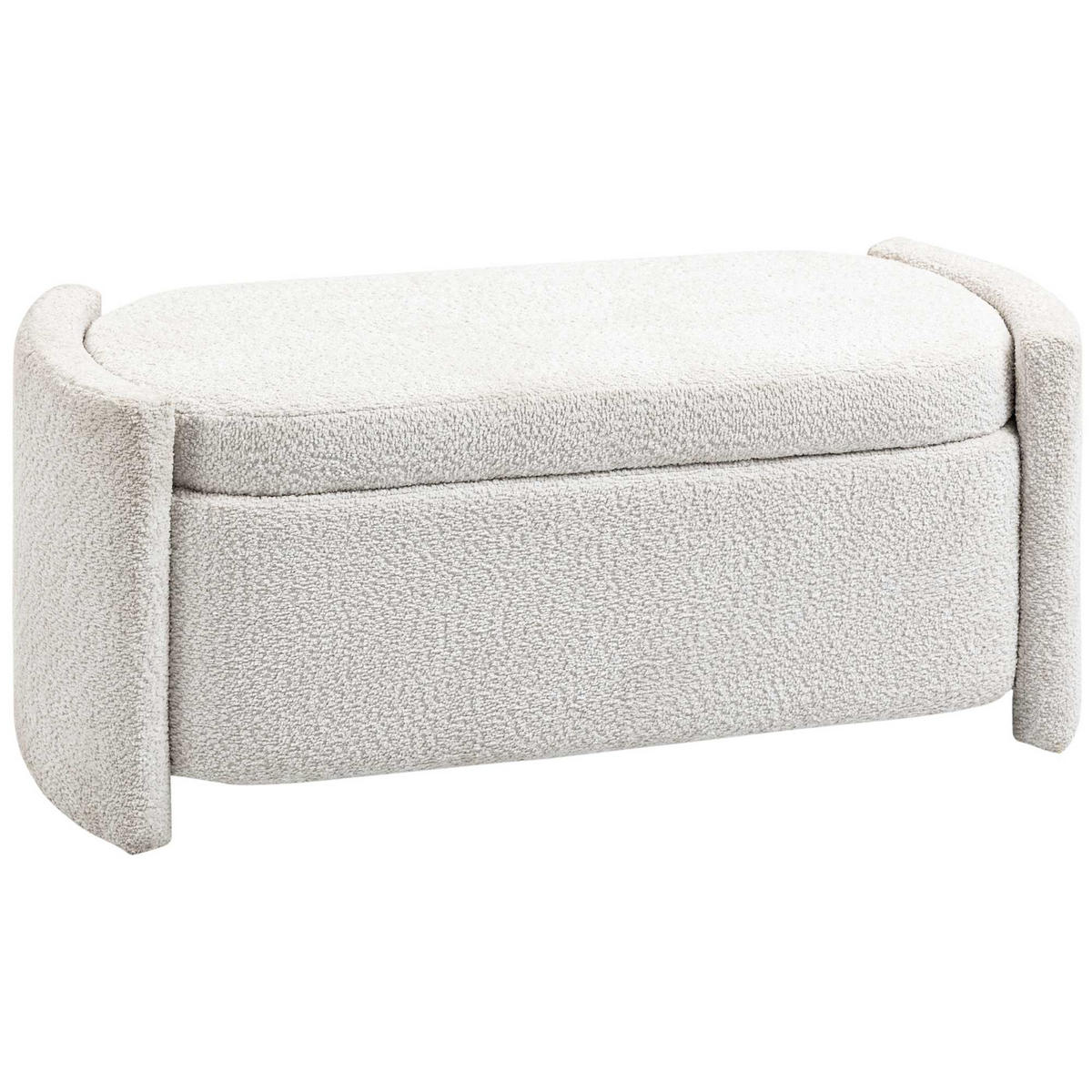SITZBANK, Bettbank mit Stauraum, Polsterbank mit Deckel, Samtoptik, Creme - Eukalyptusholzfarben/Creme, Holz/Kunststoff (44/45.5/105cm) - HOMCOM
