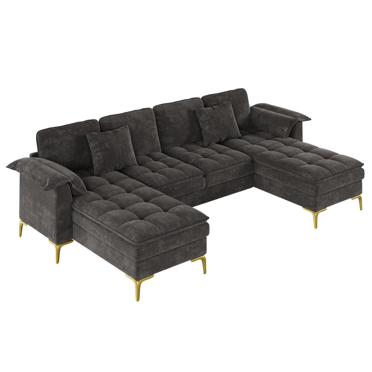 WOHNLANDSCHAFT DE-33295 Cloud-Optik mit 2 Chaiselongues Grau - Grau, Holzwerkstoff (262/86/134cm) - ComfortXL