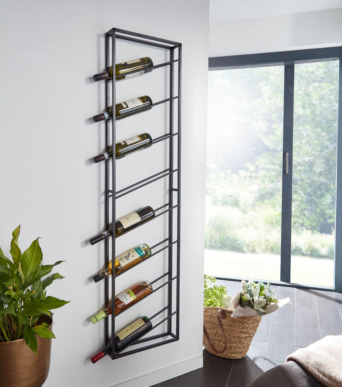 WEINREGAL STILVIN Eisen Pulverbeschichtet Wandmontage Handgefertigt, Schwarz 36x8x150 cm - Schwarz, Metall (36/150/8cm) - KADIMA DESIGN