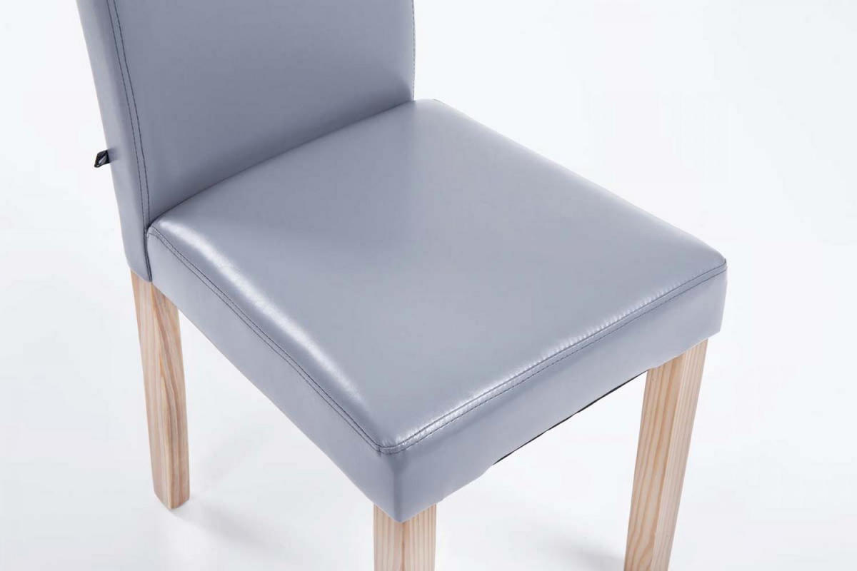 STUHL Lederlook grau - Eukalyptusholzfarben/Grau, Holz/Textil (41/91/47cm) - CLP