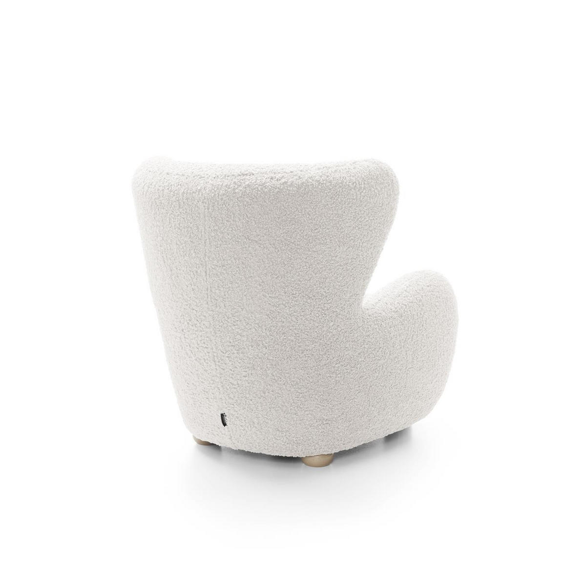 OHRENSESSEL Teddy Weiß, Buchenholz Bein, Sessel aus Boucle-Stoff - Buchefarben/Weiß, Holzwerkstoff/Textil (88/91/100cm) - Bettso