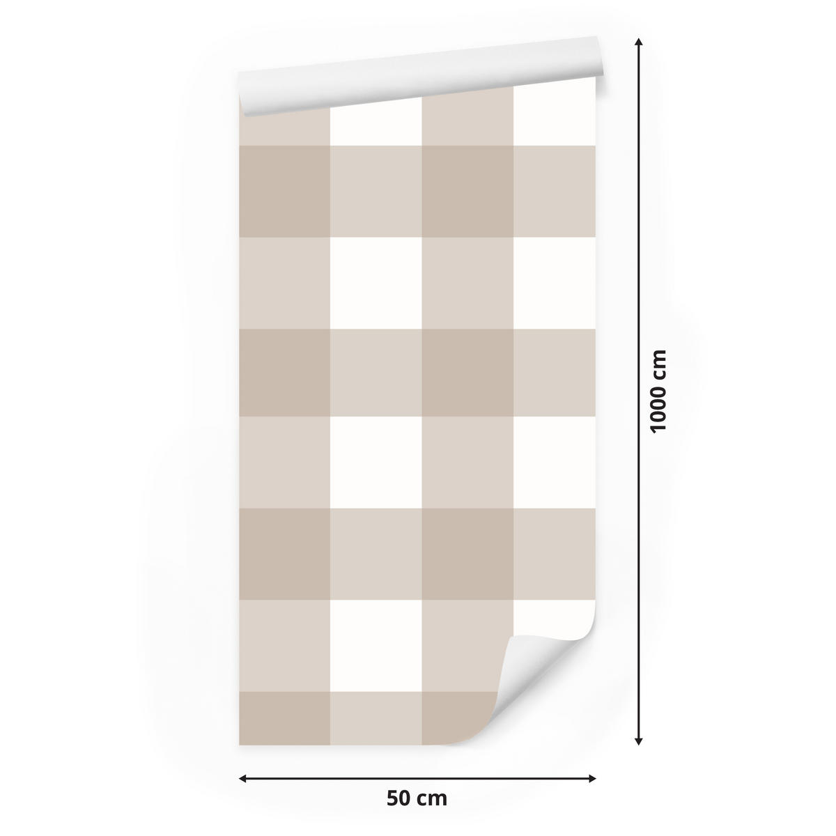 VLIESTAPETE Karomuster im Boho-Stil – Beige, Weiß – 50x1000 cm - Beige/Weiß, Papier (50/1000cm) - Muralo