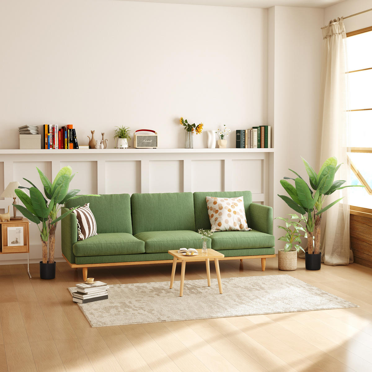 KÜNSTLICHER Bananenbaum 2er Set groß 120 cm Kunstpflanze - Grün, Kunststoff (120cm) - HOMCOM