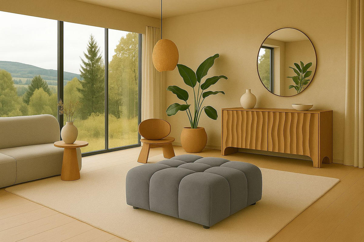 HOCKER, Modulhocker Bolla, stoff Bluvel, Aschgrau - Grau, Holz (96/42/96cm) - Kaiser Möbel