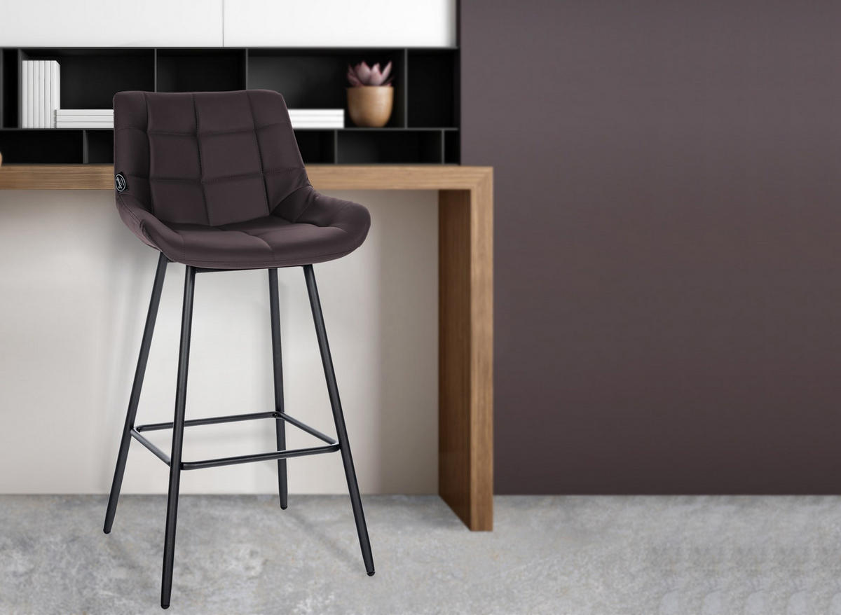 BARHOCKER Lederlook braun - Schwarz/Braun, Textil/Metall (49/104/56cm) - CLP