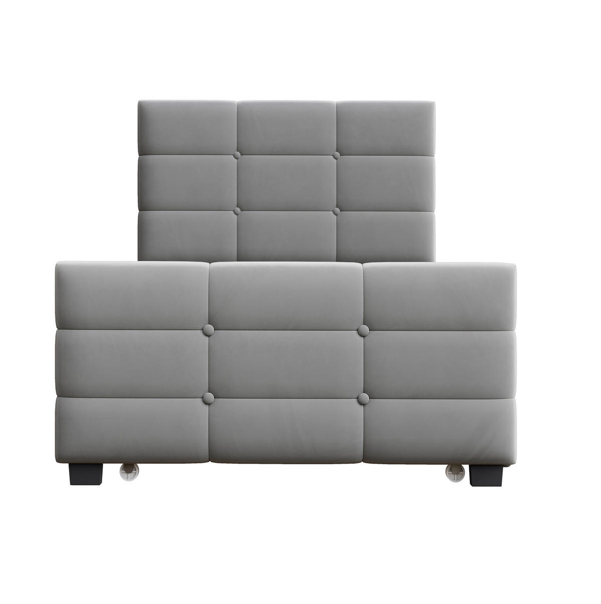 ČALOUNĚNÁ postel 90/190 cm šedá ze sametu s výsuvným lůžkem - šedá, textil (90/190cm) - OKWISH
