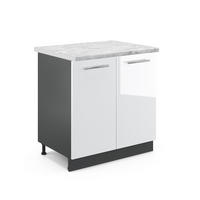 SPÜLENUNTERSCHRANK Fame-Line Weiß Hochglanz 80 cm, AP Marmor - Weiß Hochglanz/Anthrazit, Holzwerkstoff (80/82/60cm) - Vicco