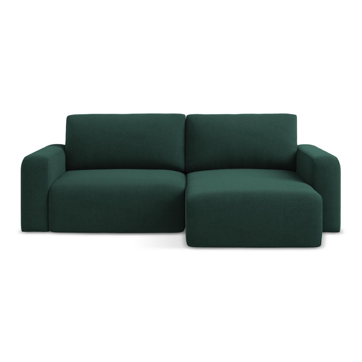 ECKSOFA mit Schlaffunktion rechts Strukturstoff Stoff Grün - Dunkelgrün/Schwarz, Kunststoff/Textil (244/149cm) - LaMiaSofa