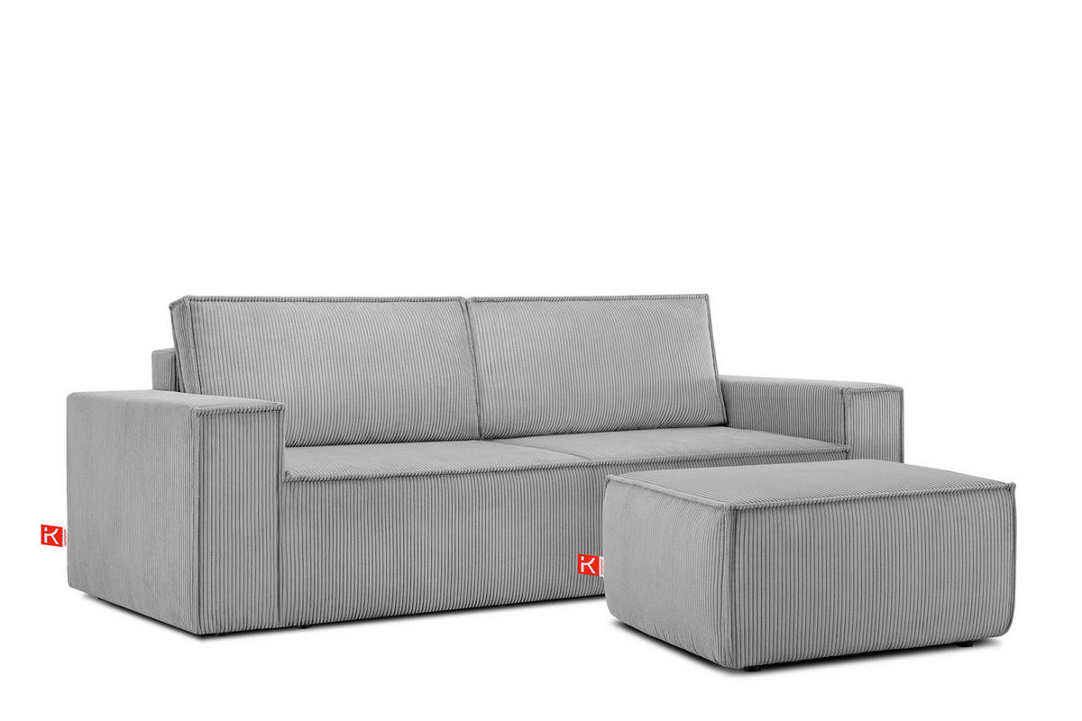 SITZPOUF NAPI gefederte Sitzfläche, hellgrau - Hellgrau/Schwarz, Textil (83/45/83cm) - KONSIMO®