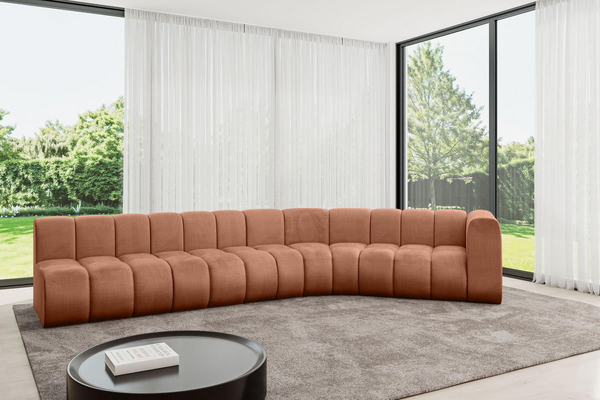 ECKSOFA modulares Sofa Karex-L2 - 399x194x70 cm Apricot - Koralle, Holzwerkstoff/Textil (399/194cm) - ALTDECOR