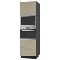 BACKOFEN-HOCHSCHRANK Kvantum D14/RU/2A/284 Vanille Matt / Schwarz Matt 60 / 59 / 207cm - Creme/Schwarz, Holz/Holzwerkstoff (60/207/59cm) - Feldmann-Wohnen