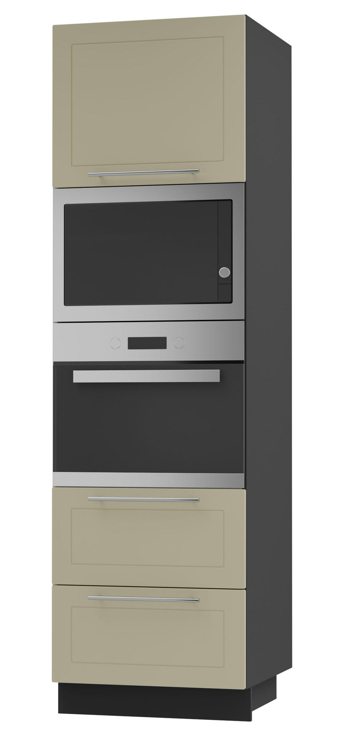 BACKOFEN-HOCHSCHRANK Kvantum D14/RU/2A/284 Vanille Matt / Schwarz Matt 60 / 59 / 207cm - Creme/Schwarz, Holz/Holzwerkstoff (60/207/59cm) - Feldmann-Wohnen
