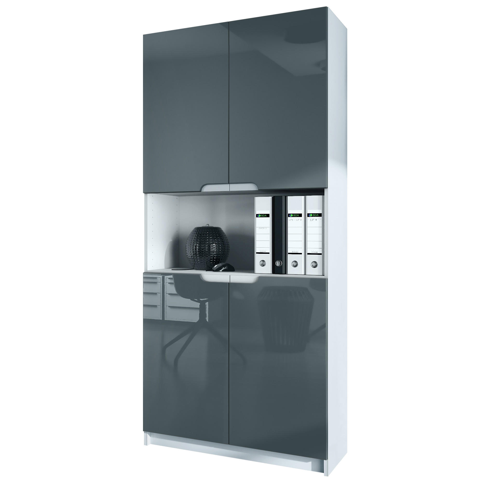 Vladon Büroschrank Grau 82x184x37 cm