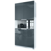 BÜROSCHRANK Logan Fronten in Grau Hochglanz - Grau, Holzwerkstoff (82/184/37cm) - Vladon