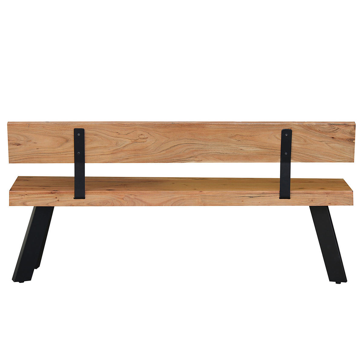 SITZBANK - Akazie massiv / Eisen - Akaziefarben, Holz (160/80/38cm) - home24