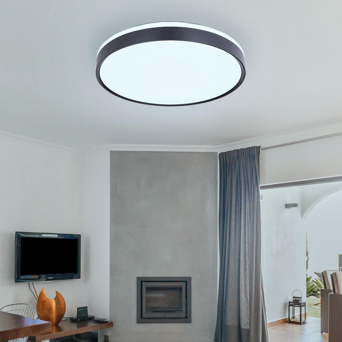 LED DECKENLEUCHTE Metall Schwarz Weiß - Schwarz, Metall (39/39/8cm) - Globo Lighting