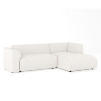 ECKSOFA Melani Creme Chenille-Stoff - Rechts Seite - Creme/Schwarz, Holz/Holzwerkstoff (162/256cm) - Maison de Reve