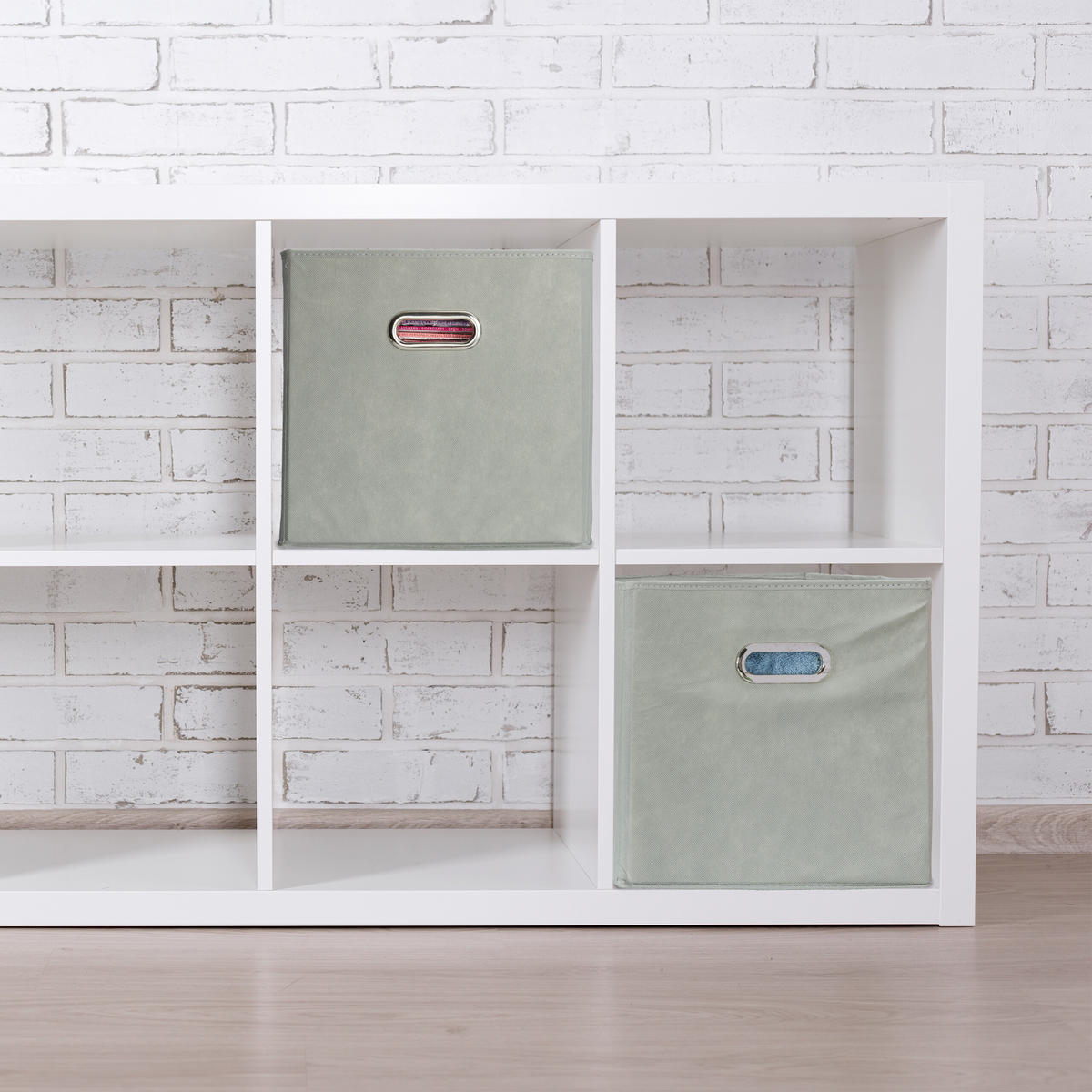 4XAUFBEWAHRUNGSBOX - Grau, Wellpappe/Textil (30/30/30cm) - Relaxdays