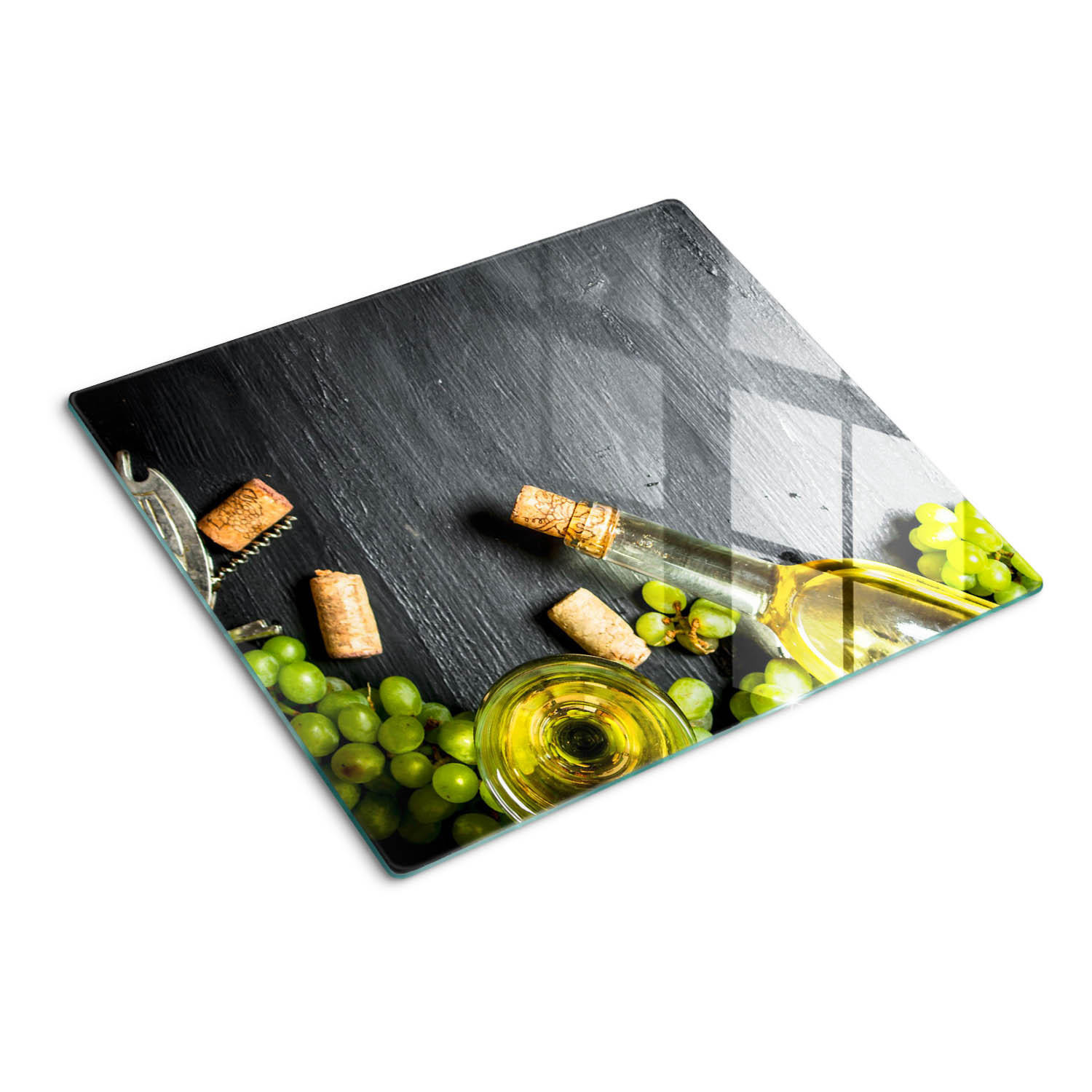 GLASPLATTE 60x52 cm Weißwein und Obst - Grün, Glas (60/0.4/52cm) - TULUP