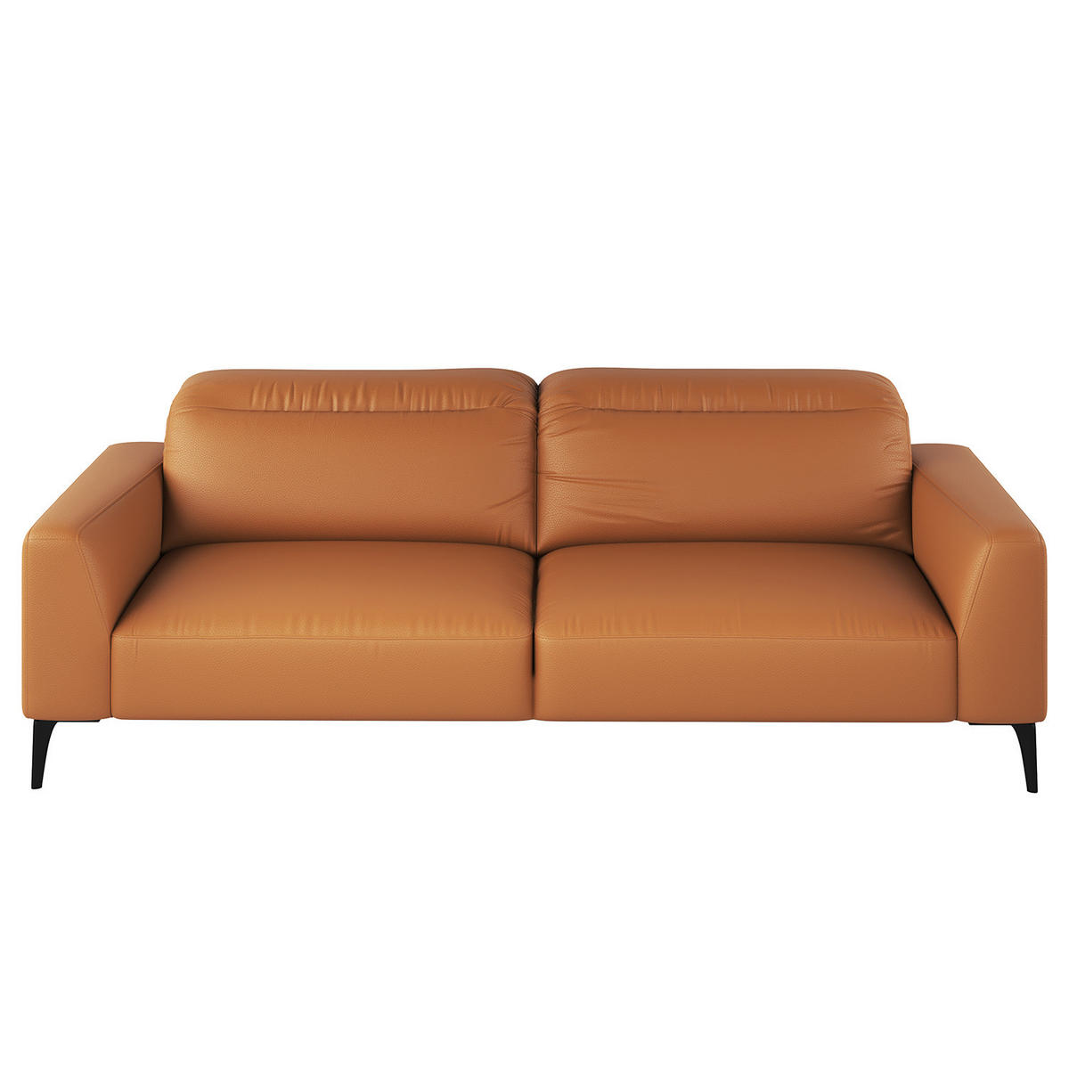 3-SITZER SOFA - Cognac/Schwarz, Leder/Metall (233/73/107cm) - home24
