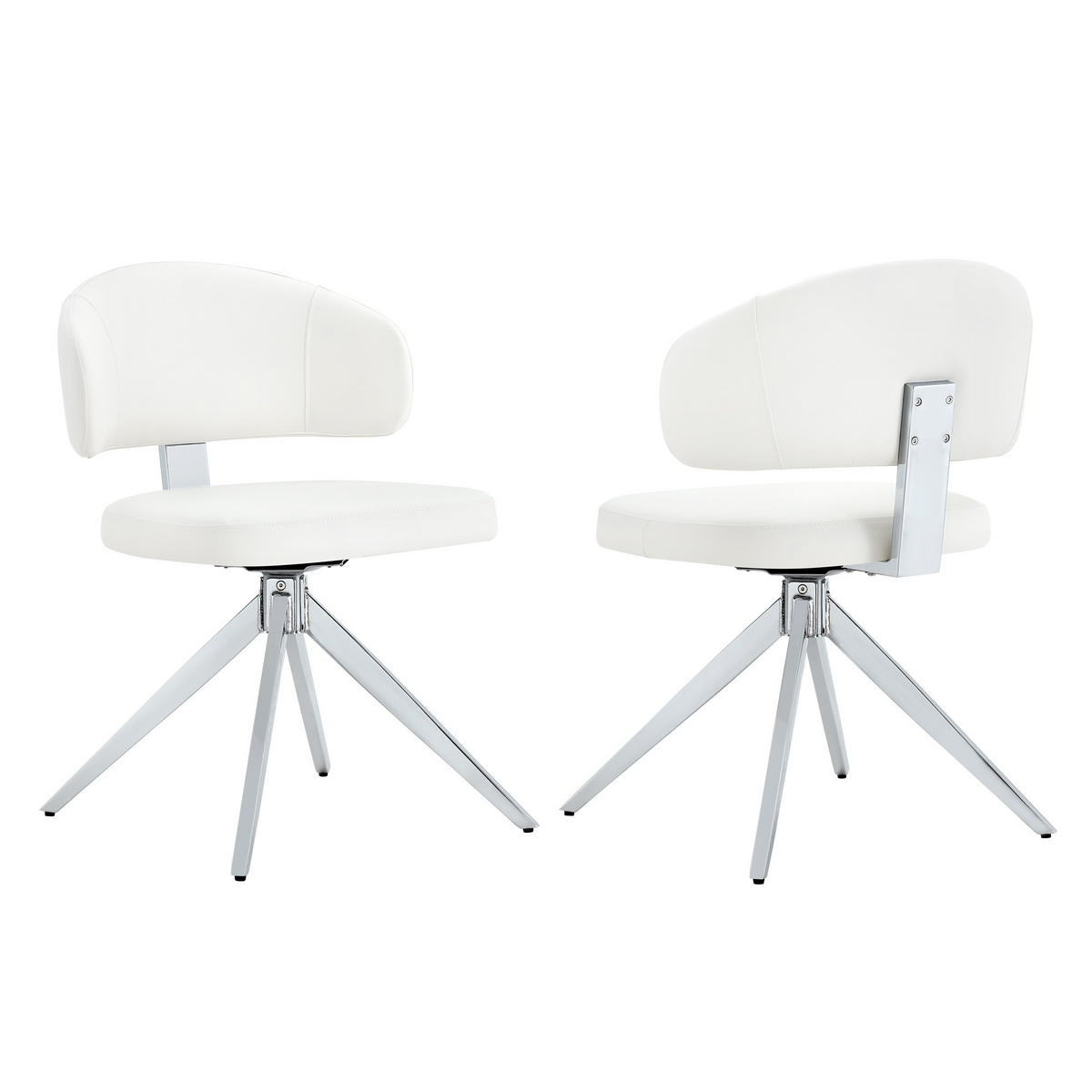 STUHL-SET DE-36678 2 Stück 360° drehbar mit Polsterung Weiß - Weiß, Metall (50.5/77/54.5cm) - ComfortXL