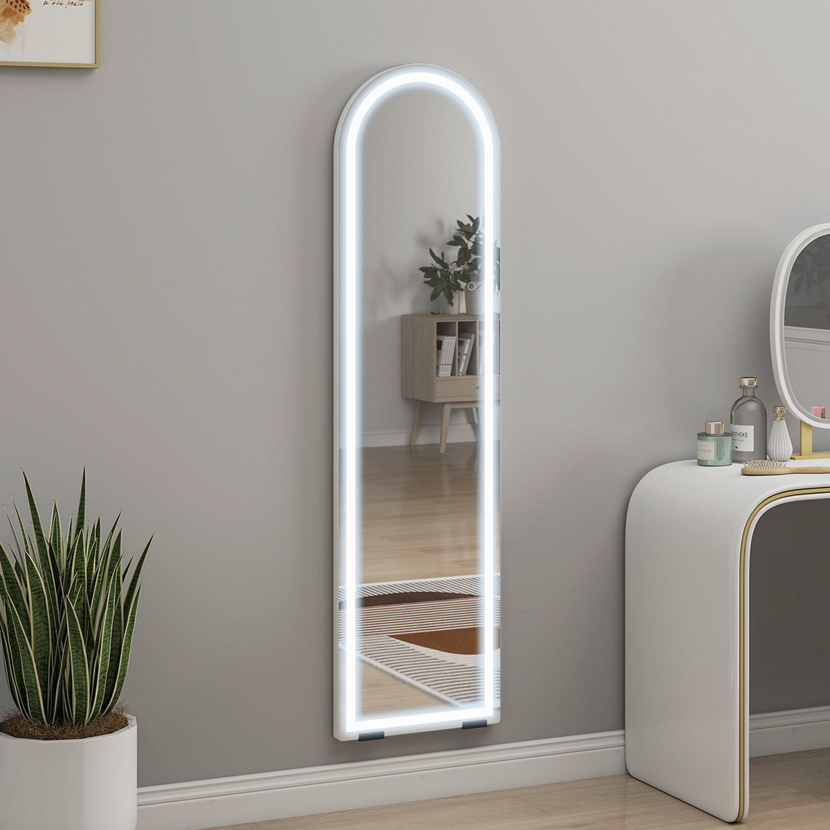 Ganzkörperspiegel Hartglas Weiß - Weiß, Glas (40/150/2.9cm) - HOMCOM