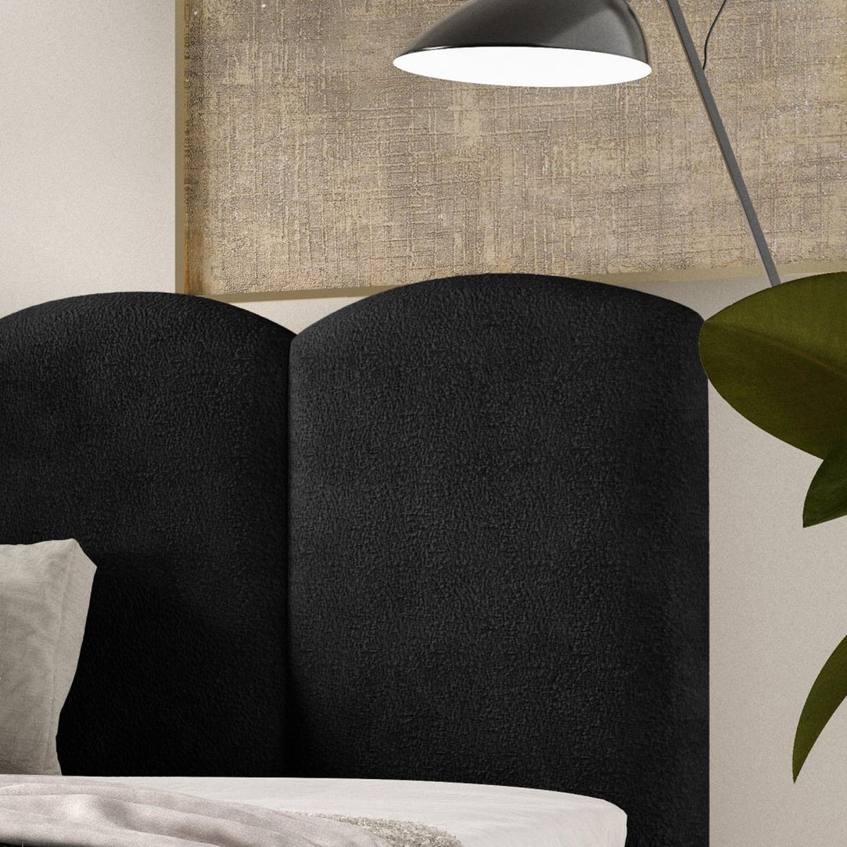 POLSTERBETT Bero, 120x200, Bouclé-Stoff, Schwarz - Schwarz, Textil (120/200cm) - Beautysofa