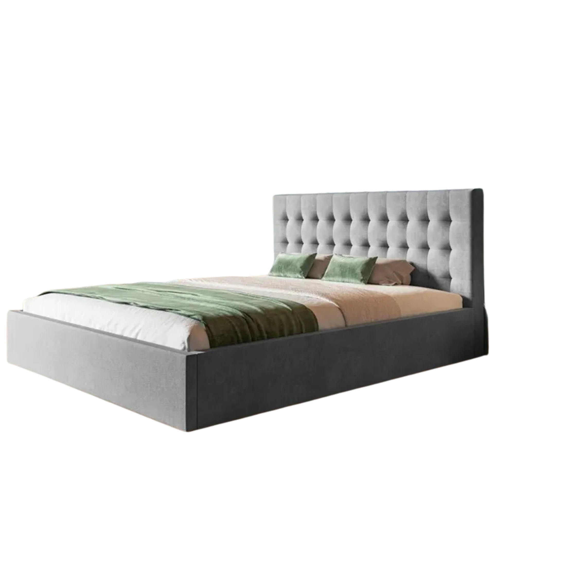 POLSTERBETT SIM 2 mit Kopfteil, 180 x 200 cm mit Bettkasten und Lattenrost aus Holz, Velourstoff, Farbe: Hellgrau - Hellgrau, Holz/Kunststoff (180/200cm) - Sepro Meble