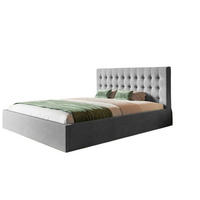 POLSTERBETT SIM 2 mit Kopfteil, 180 x 200 cm mit Bettkasten und Lattenrost aus Holz, Velourstoff, Farbe: Hellgrau - Hellgrau, Holz/Kunststoff (180/200cm) - Sepro Meble