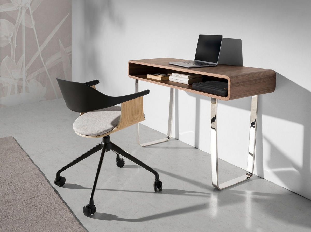 KONSOLENTISCH Rechteckiger aus Nussbaum und verchromtem Stahl 120/39/75 cm - Chromfarben/Edelstahlfarben, Holz/Holzwerkstoff (39/120/75cm) - ANGEL CERDA