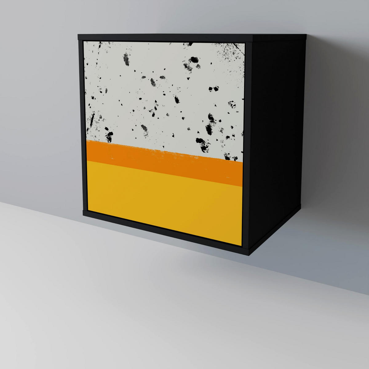 SIDEBOARD DYED BY ORANGE, Schwarz, 57,5x42x75,5 cm, Goldfarbene Metallfüße - Goldfarben/Multicolor, Holzwerkstoff/Metall (57.5/75.5/42cm) - SpaceRebels