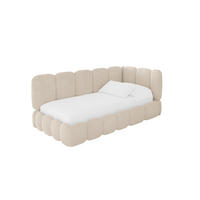 EINZELLBETT Jugendbett mit Bettkasten und Matratze H3/H4, Links - AVRY 80x200 Beige - Creme, Holzwerkstoff/Textil (80/200cm) - ALTDECOR