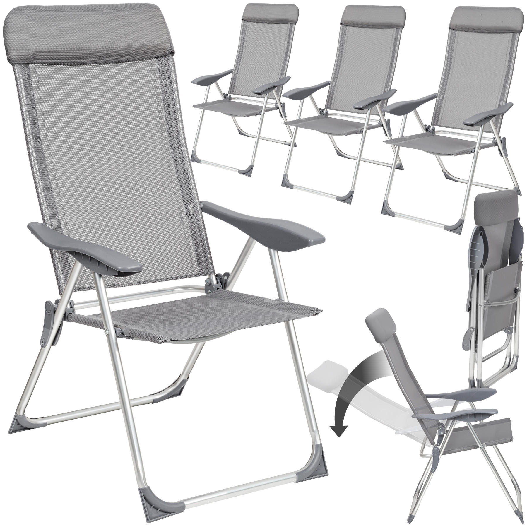 GARTENSTUHL 4er Set Maurine, 73 x 59 x 110 cm,grau - Grau, Metall (59/110/73cm) - tectake