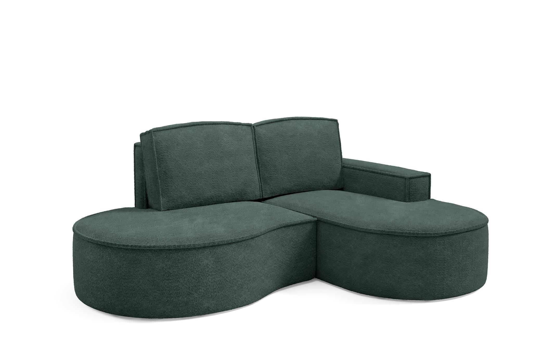 ECKSOFA Flow Grün, mit Kissen in Abriamo Stoff, rechte seite - Grün, Holzwerkstoff/Textil (210/157cm) - Bettso
